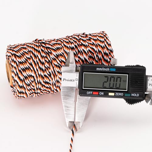 Orange Black White Cotton Twine 2mm 328 Feet for Gift Wrapping DIY Crafts Halloween Party Decoration Gift Tags