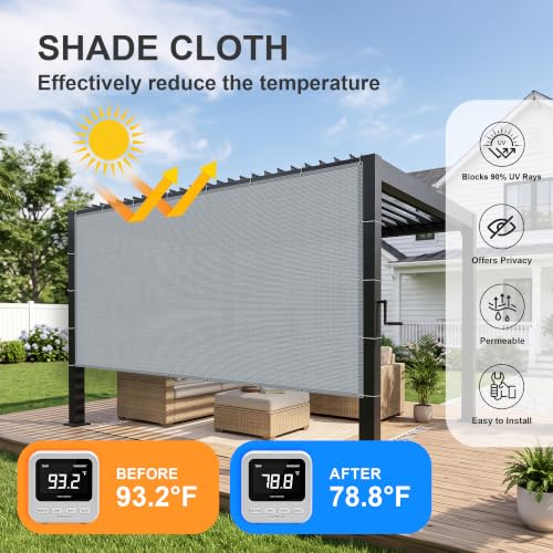 Shade Cloth 15x20 FT Sun Shade (15' x 20' custom size / Light Grey)