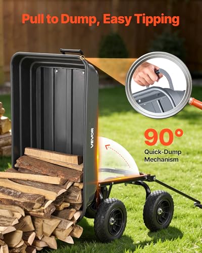 4 Cu.Ft 600LBS Poly Garden Cart Dump Wagon (Darkgrey)