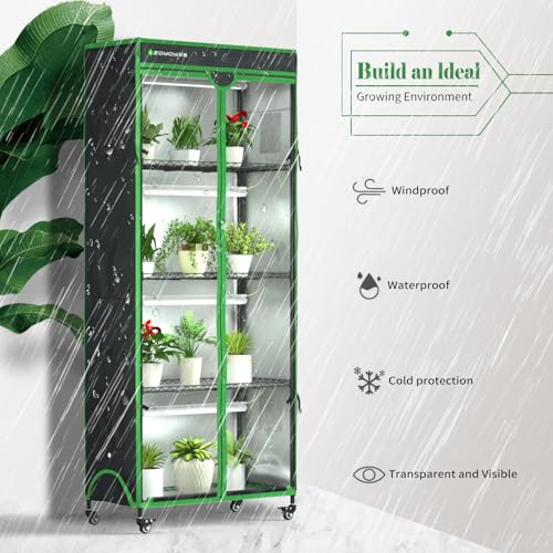 Indoor Greenhouse with Grow Light (35.8"W x 17.8"D x 71.8"H W/Cover)