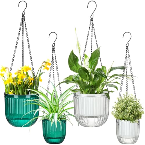 4 Pcs 6.5'' 4.5'' Hanging Self Watering Pot for Indoor Plant (4 Count)