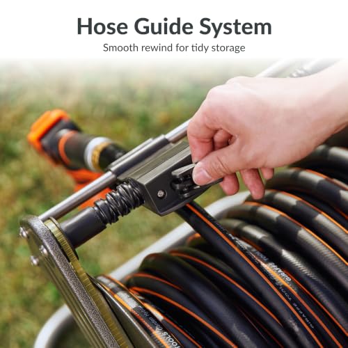 Garden Hose Reel Cart with Wheels (Black / 200FT)
