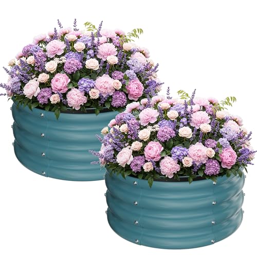 Round Raised Garden Bed Set (Blue)