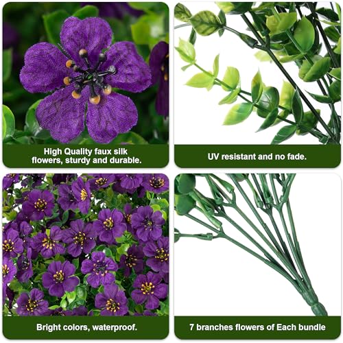 Artificial Flowers for Outdoor Indoor Garden Home Decoration (Purple 2)