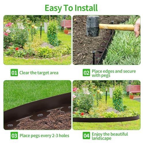 No Digging 2IN x 33FT Garden Edging Border Coil Comes with 30 Pcs Spikes Landscaping Edging Kit