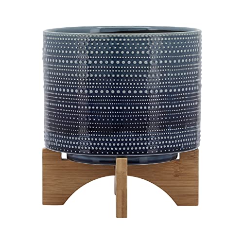 Dotted Decorative Planter Pot with Wood Stand