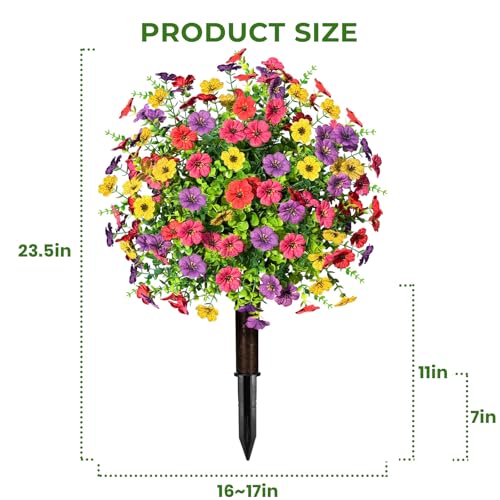 23.6" Artificial Boxwood Topiary Ball Trees with Flowers Set of 2 (Mix)