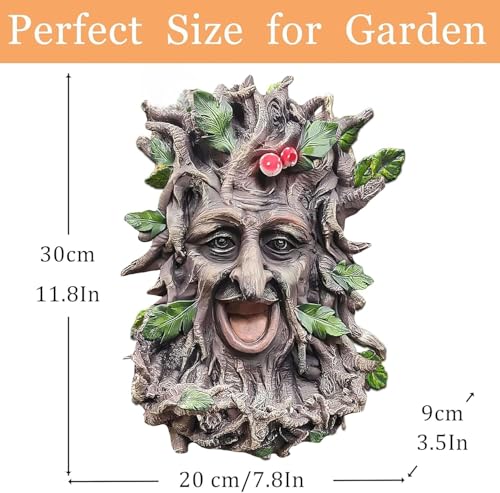 12" Real Tree Face Hugger Statue (Green Red)