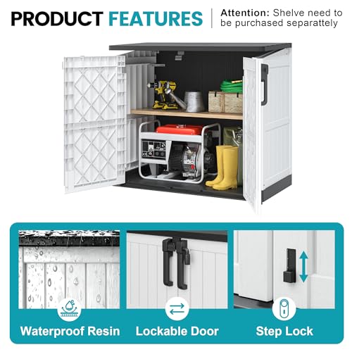 Outdoor Storage Cabinet 36 Cu Ft with Lockable Doors (Ashen / 29.1"×51.1"×43.3")