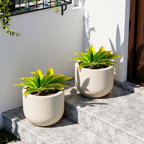 2-Pack 13-Inch Artificial Agave Plant Outdoor Decor, UV Resistant Fake Agave Plants and Faux Succulent Greenery for Planters, Porch, Patio, Garden, Entryway and Home Decor, Yellow (Agave12-ye2)