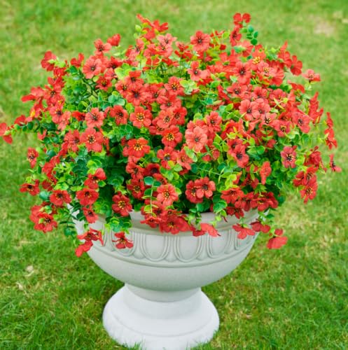 Artificial Flowers for Outdoor Indoor Garden Home Decoration (Red)