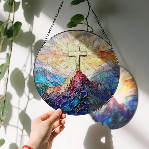 Stained Glass Suncatcher (Religious Cross)