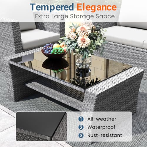 4 Piece Patio Furniture Set (Grey / 4)