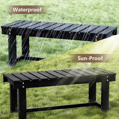 35.5" Outdoor Garden Bench (Black / 35.5 IN)
