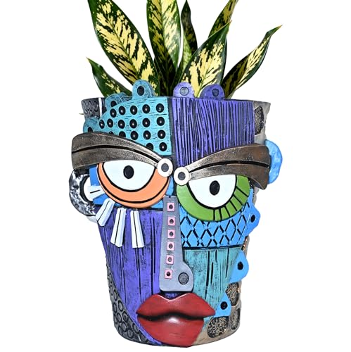 Abstract Face Planter Pots for Indoor Plants & Flowers Deco Gift (Eclectic / Large)