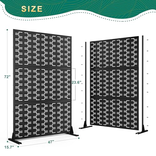 72" H×47" W Metal Privacy Screen Outdoor Privacy Screen Freestanding (Black Brick / 72" H×47" W)