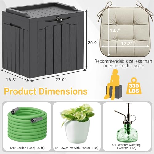 Outdoor Storage Box 31 Gallon Storage Box with Lid for Patio Furniture (31 Gallon / Dark Grey)