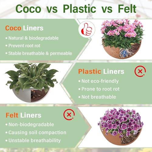 4 Pack 20 Inch Coconut Liners for Hanging Baskets Replacement (20inch)