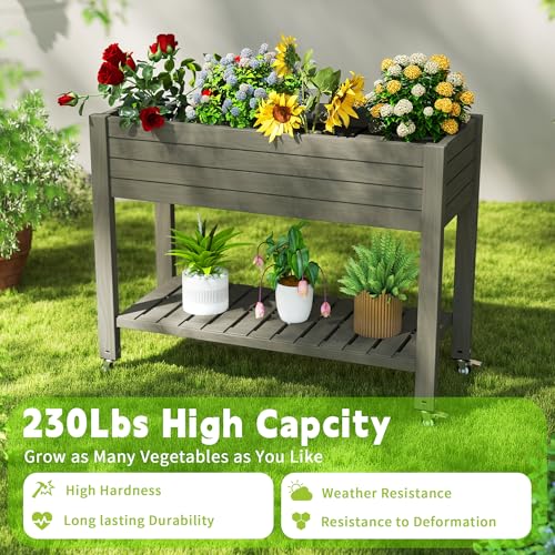 Elevated Raised Garden Bed with Wheels (Gray / 43.31*17.72*33.66)