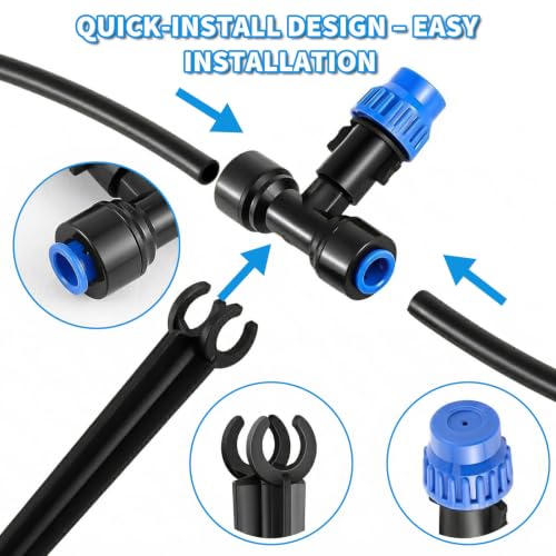 Drip Irrigation System 130FT with 10 Bendable Nozzles (30 ft hose (1/2 in OD）+100 ft hose (1/4 in OD）)