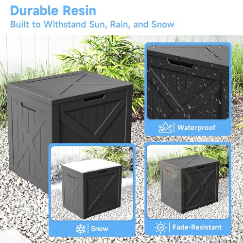 40 Gal Waterproof Outdoor Storage Box Weatherproof Deck Box (Black / 40 Gallon)