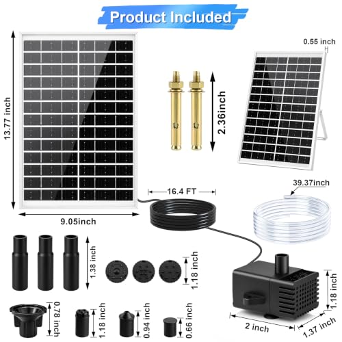 15W Solar Fountain Water Pump with 6 Nozzles for Bird Bath Garden (15w Solar Fountain Pump)