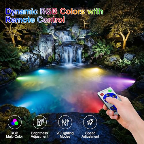 6 Head RGB Underwater Pond Lights (6 RGB Lights-Corded Electric)