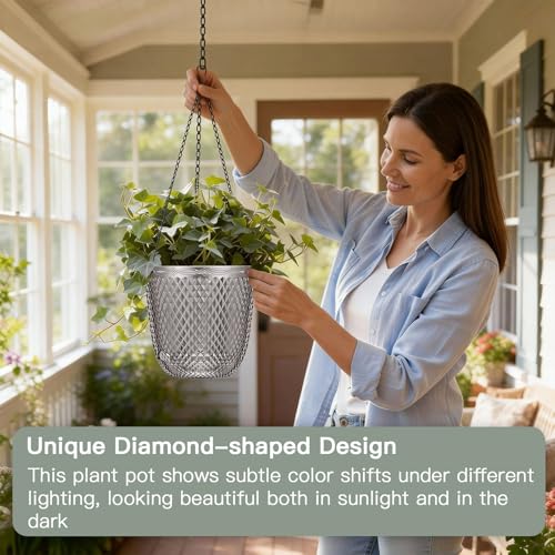 Hanging Planters for Indoor Plants (Gray / 7.2in)