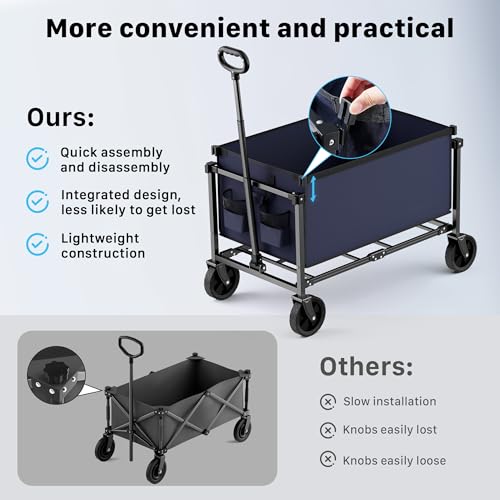 29.3" Collapsible Wagon Cart (Darkblue / 150L)