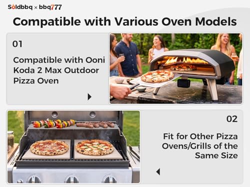 Cordierite Pizza Stone Replacement Parts for Ooni Koda 2 Max Outdoor Pizza Oven (for Ooni Koda 2 Max)