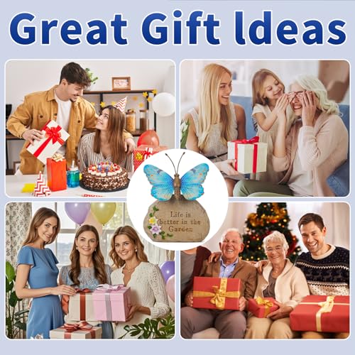 Solar LED Butterfly Garden Statue with Sparkling Light (Blue)