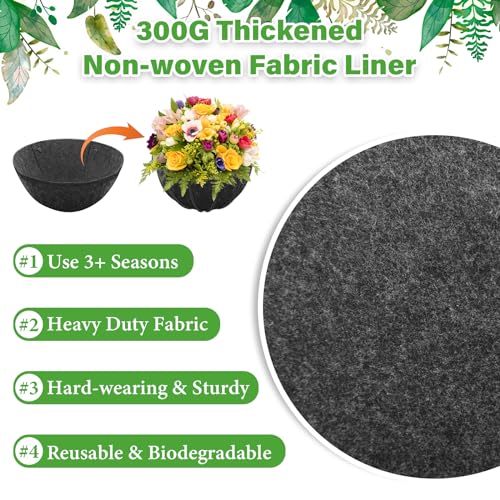 8 Pack 16 Inch Round Fabric Planter Basket Liner (16inch)
