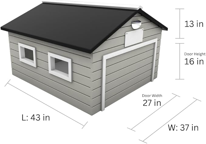 My Robot Home Plus Robotic Mower Shed, 43x37x29in, Weatherproof Garage for Luba, Husqvarna Automower, Gardena, and More (Grey & White)