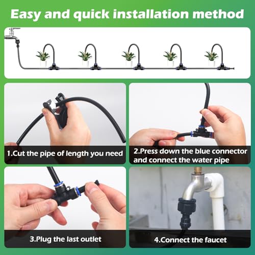 Drip Irrigation System 30 FT with 10 Nozzles (30 ft PU hose (5/16 in OD, 8mm))