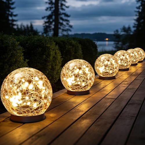 Solar Globe Lights Outdoor Waterproof (Warm White / 6 Globes)