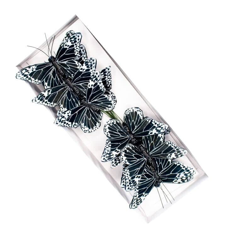 Feather Butterfly Decoration Set of 12 pcs Black Butterflies Party Decorations Halloween Decoration Home Decoration (12 Count)