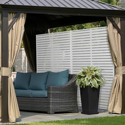 6FT Metal Outdoor Privacy Screen (71"H×47"W / White Louvered)