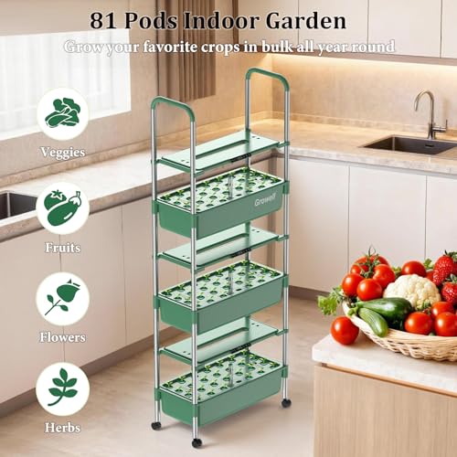 Hydroponics Growing System Kit (Green / 3 Tier/81 Pods)