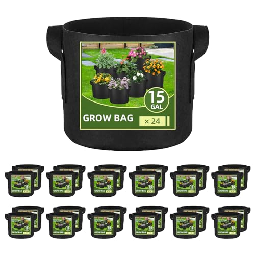 24 Pack 15 Gallon Grow Bags (15 Gallon)