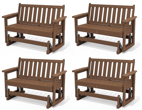 HDPE Outdoor Glider Bench Set of 4 (Brown / 4 Pack)