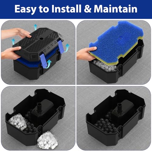 550GPH Pond Fountain Filter Kit with 3 Spray Patterns