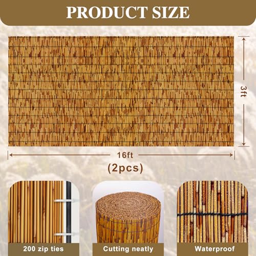 Reed Fencing Rolls (3×16FT 2Pack / Brown)