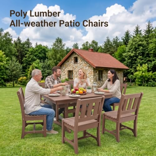 Poly Lumber Patio Dining Chair Outdoor Garden Armless Chair (Brown / 1-Person)