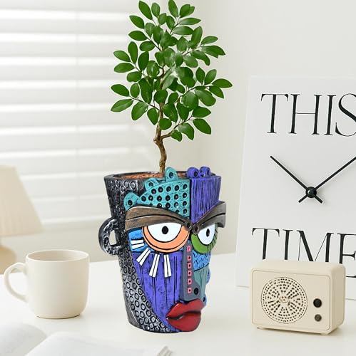 Abstract Face Planter Pots for Indoor Plants & Flowers Deco Gift (Eclectic / Small)