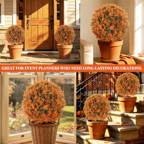 Artificial Boxwood Topiary Ball Trees with Ground Spike (Fall Boxwood)