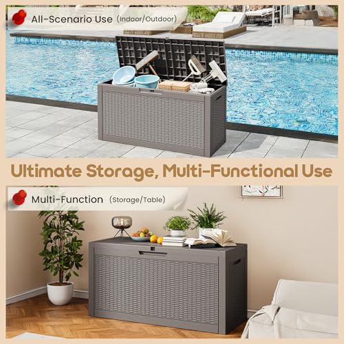 80 Gallon Outdoor Storage Box Waterproof Deck Box for Patio (Grey / 80 Gallon)