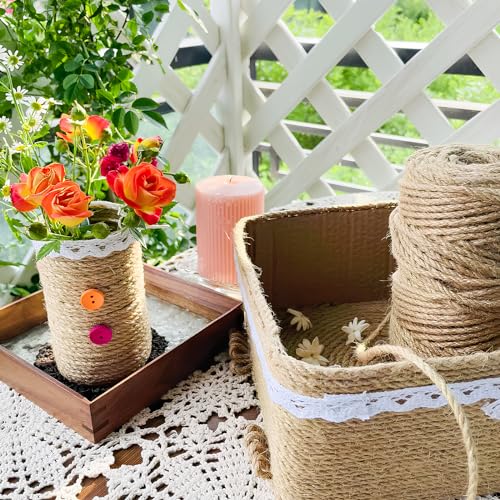 1200 Feet Natural Jute Twine Strong Garden Twine Rope for Arts Crafts Gift Wrapping Gardening Tomato Climbing Plant Tie Floristry Packing Decor (1200 Foot)