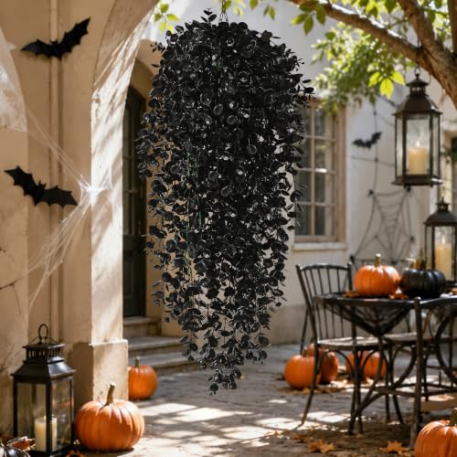 4Pcs Artificial Hanging Plants (Black Ivy / 4Pcs Plants)