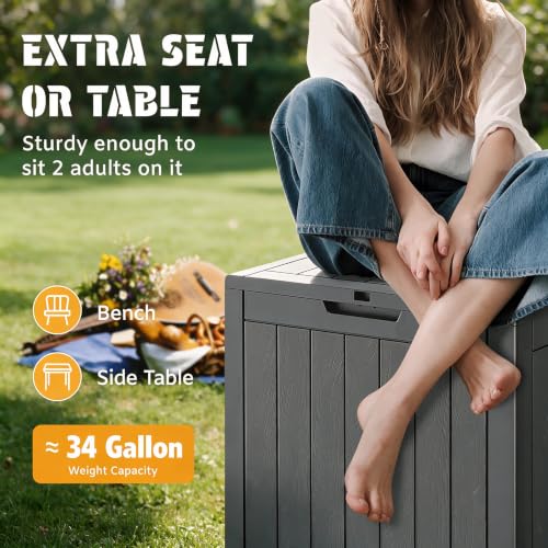34 Gal Outdoor Storage Box Waterproof Lockable (34 Gallon / Black)