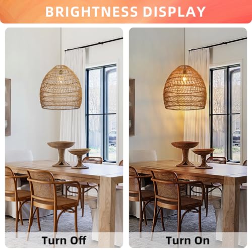 17.7" Rustic Rattan Pendant Light